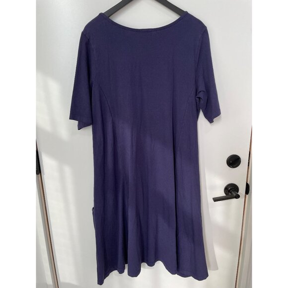 Cotton Lani Dress Plus Size 1X Short Sleeve Pockets Navy Blue Cotton Essentials - Picture 2 of 7